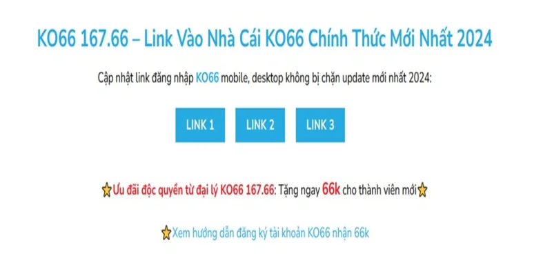 Link vào KO66 hứa hẹn nhiều phần quà hấp dẫn